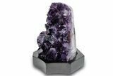 Large-Crystal Amethyst Cluster With Wood Base - Uruguay #275608-2